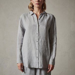 JAMES PERSE LIGHTWEIGHT LINEN SHIRT IN BREEZE PIGMENT SZ 1/S